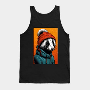 Badger Wearing A Beanie Tank Top